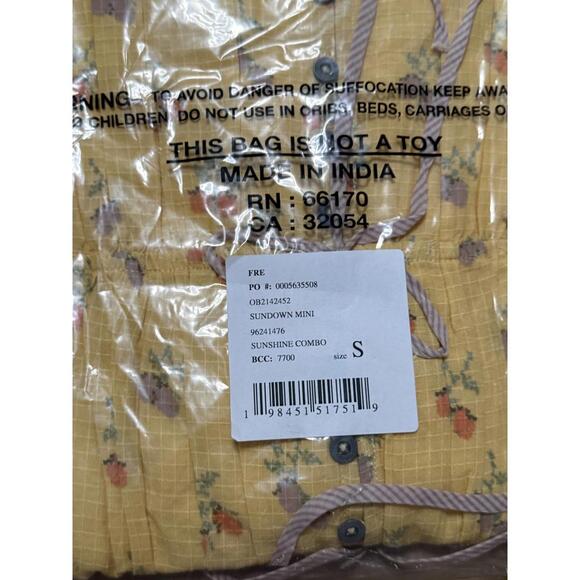 NWT! Free people Sundown Mini Tunic Dress in Sunshine Combo Size Small - Picture 4 of 5